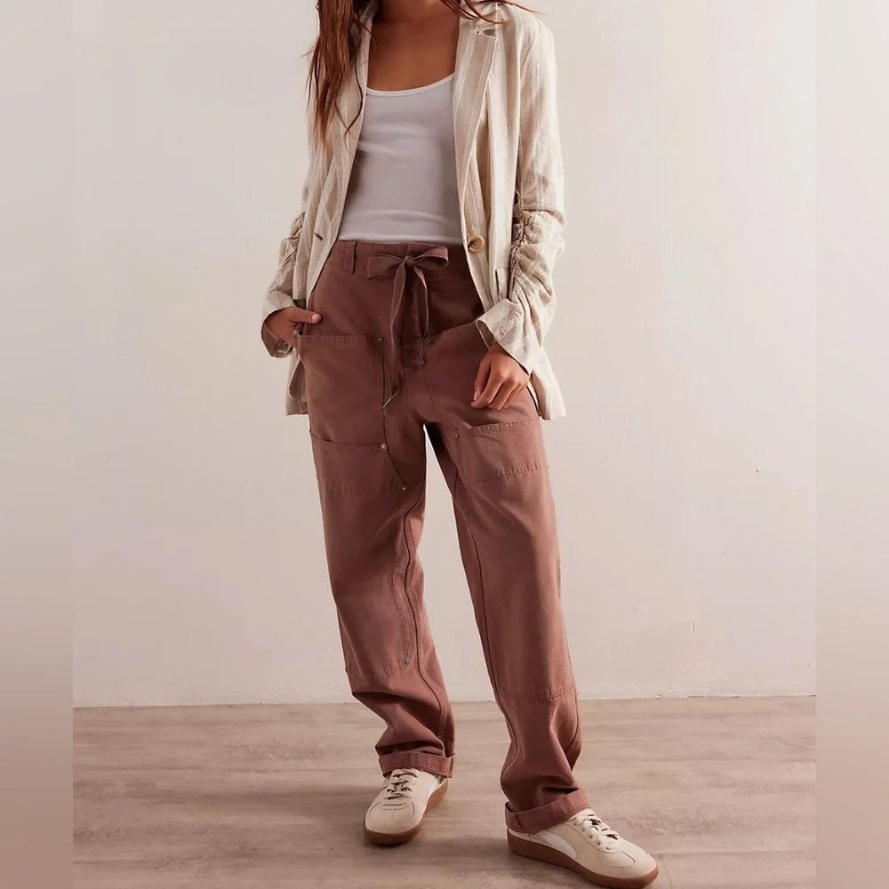 NWOT Free People We the Free Hayden Pull On Pants - brownie - L